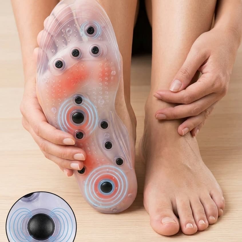Par Palmilha Ortopédica Magnética Anatômica de Silicone Gel com imã massagem continuo anti impacto