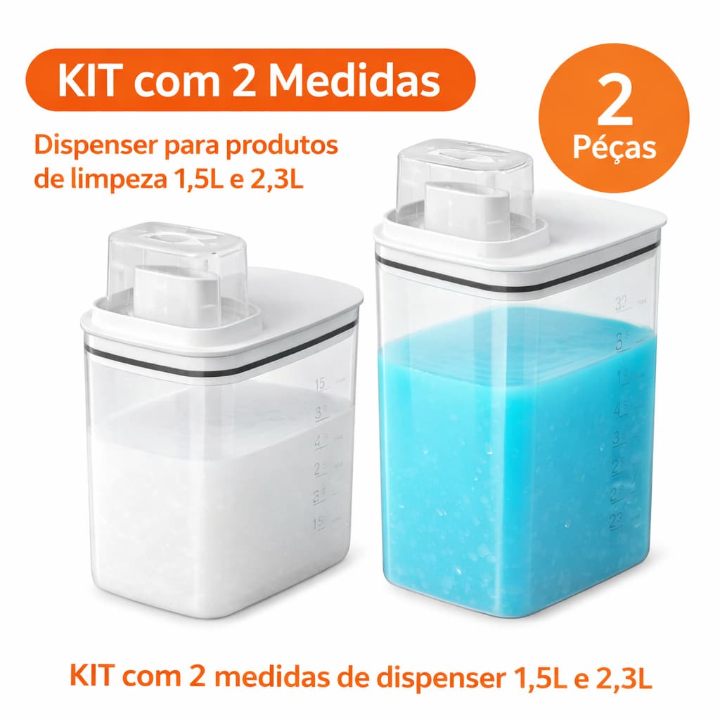 Dispensers Lavanderia Organizador Acrílico 2,3 litros ou 1,5 Litros Amaciante, Sabão em pó, etc.