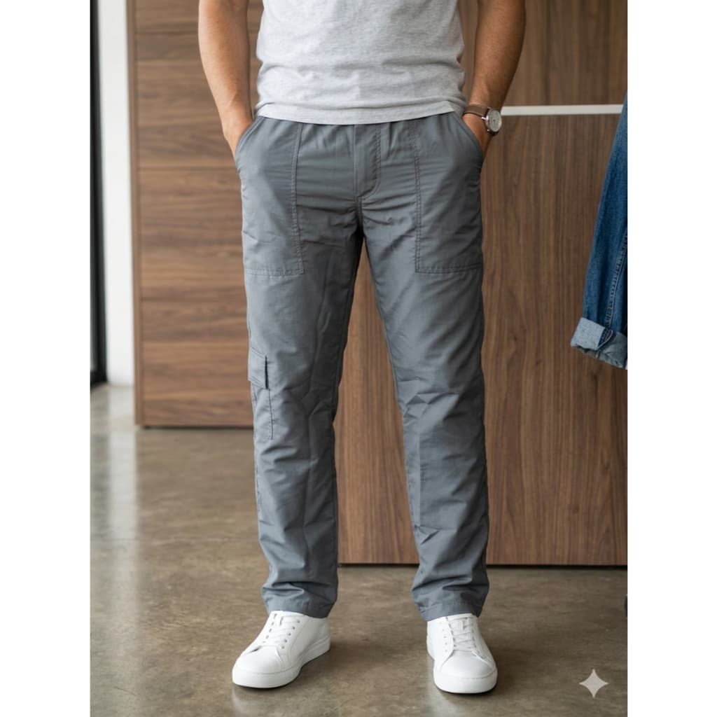 CALÇA PROFISSIONAL TACTEL 100% POLIESTER TAM P AO GG CINZA