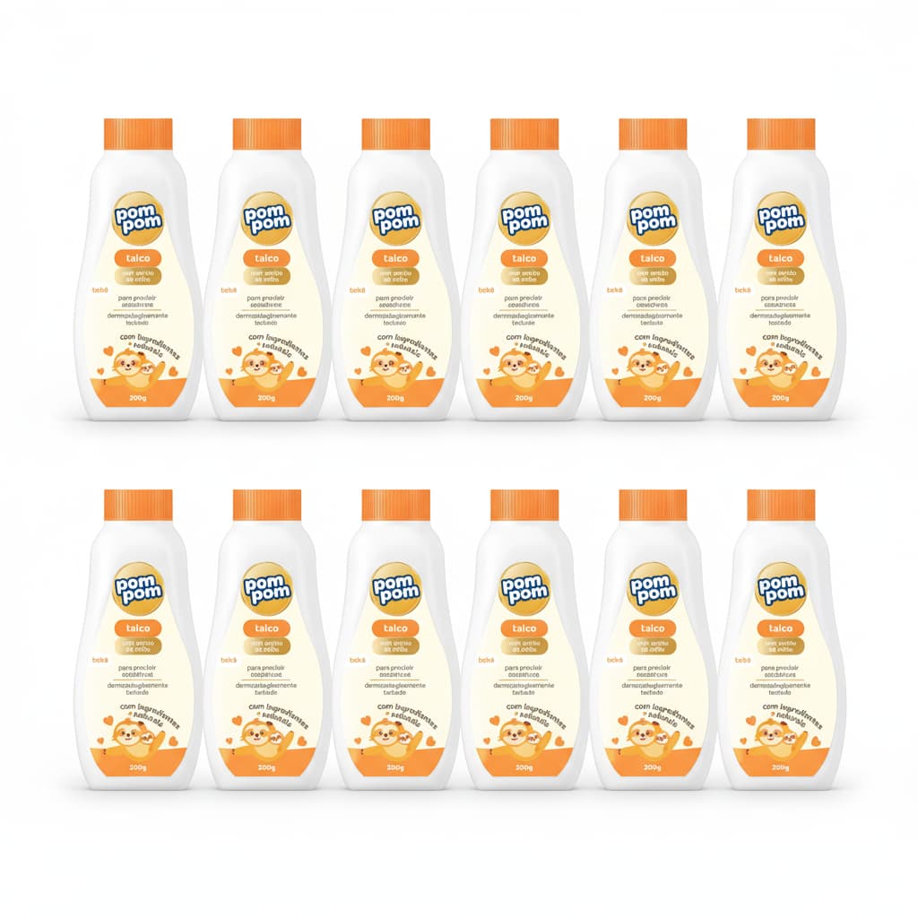 12x Talco Infantil Pom Pom 200g