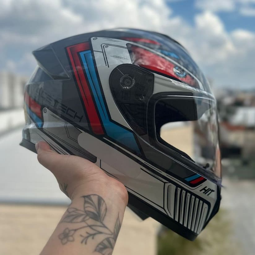 CAPACETE RACE TECH ORIGINAL BARATO HIT ANDROID CINZA/VERMELHO ESTILO XDRON + NARIGUEIRA TOP
