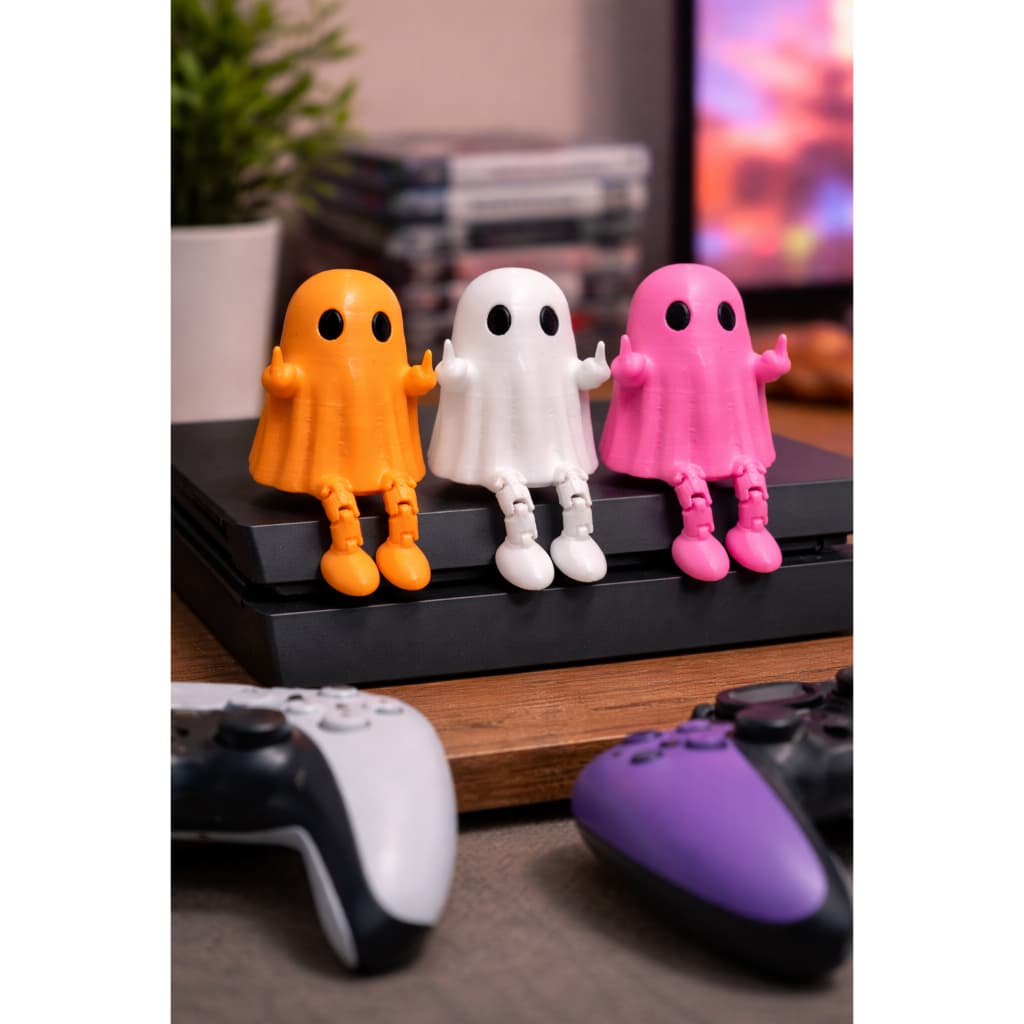 Fantasminha Engraçado Dedo do Meio Articulado - Decoração Criativa Geek Presente Diferente