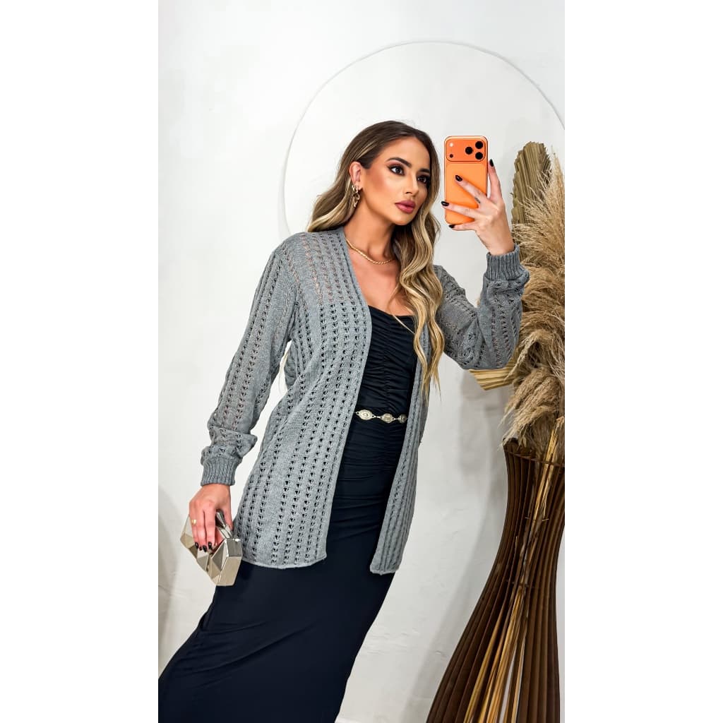 Casaco Rendado Feminino Tricot  Fashion Moda Outono/Inverno Polo Sul Malhas
