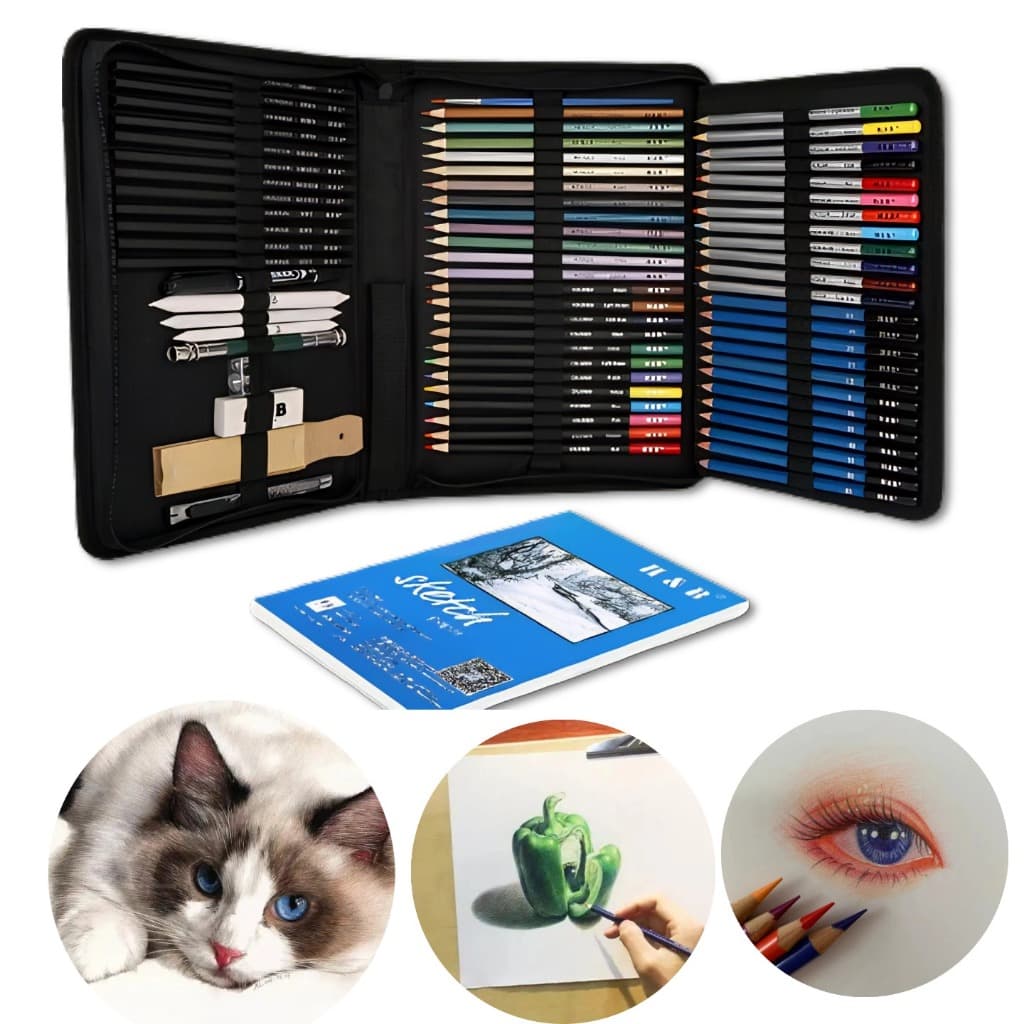 Kit de Desenho Completo 35/71/96/145 Peças – Profissional para Arte, Sketch e Sombreamento
