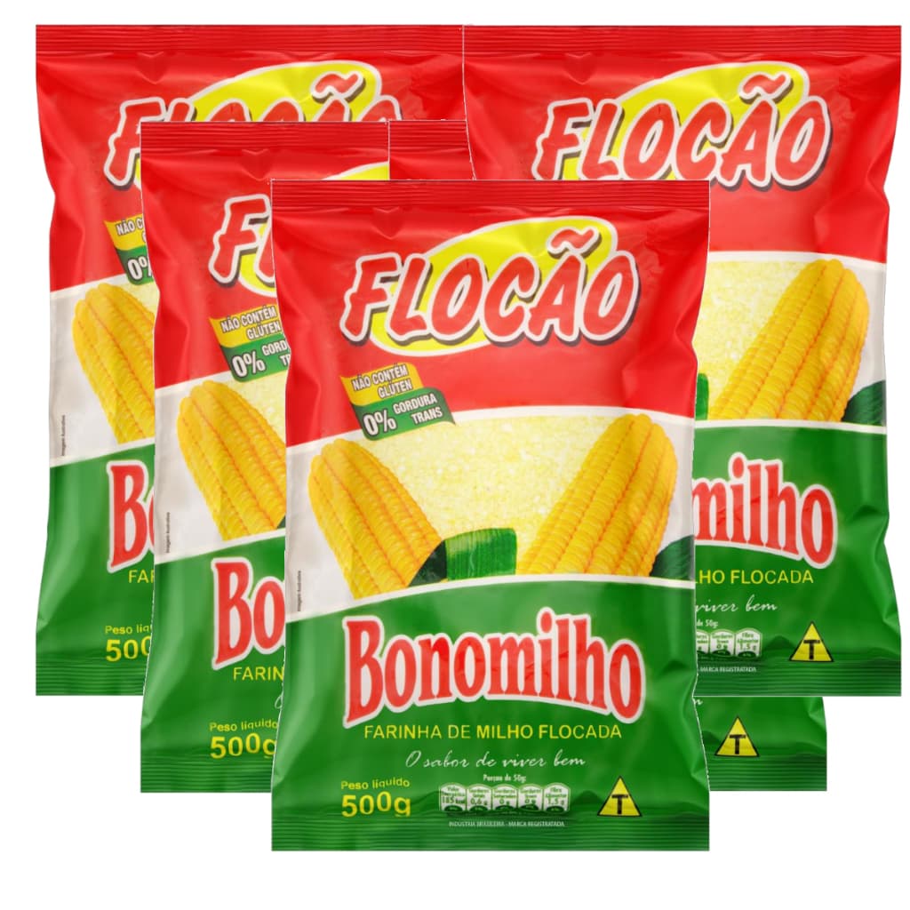 Kit 10 Flocão Farinha De Milho Cuscuz Bonomilho S/ Glúten Rico Em Fibras 500g