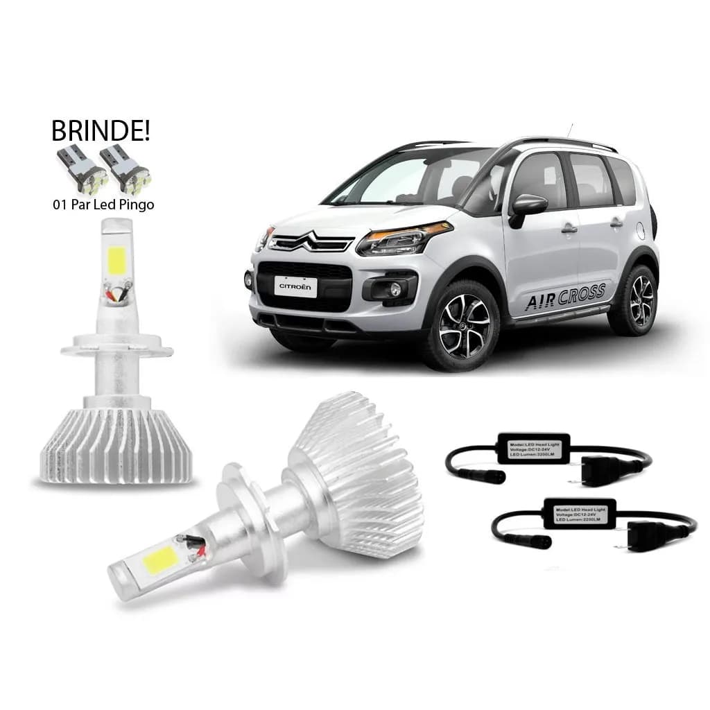 Kit Lampada Super Led Efeito Xenon F Baixo Citroen Aircross H7 6000K