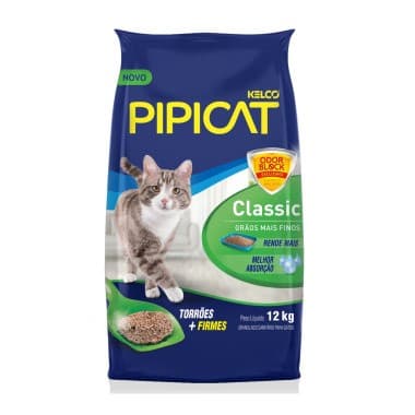 Kit: 1 Areia Para Gatos Pipicat Classic 12kg + 1 Aditivo Antiodor 500g - Areia Para Gatos Aditivo Para Caixa de Areia