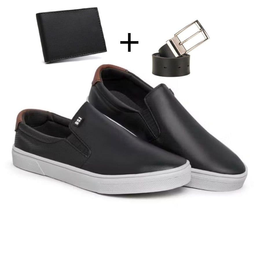 Sapatênis Masculino Casual Slip On Masculino Confortavel Macio Estiloso + BRINDE cinto carteira