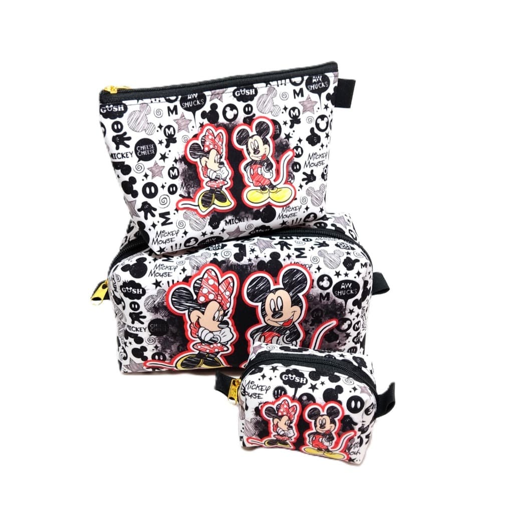 Kit Organizador Minnie Mickey Love Dia dos Namorados Presente Criativo Organizador de Bolsa Viagem