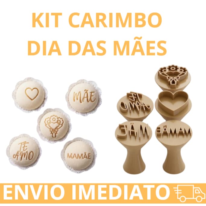 Kit 5 Carimbos Dia Das Mães Para Doces e Brigadeiro PremiumTe Amo Mamãe