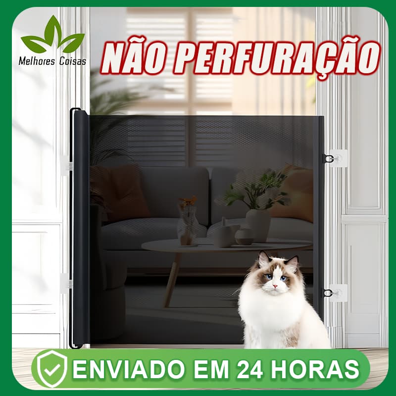 Portão Tela Segurança Pets Cercadinho Grade Retrátil 78x110cm