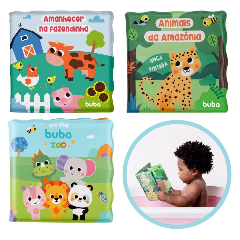 Livro de Banho Impermeável para Bebê Buba Bichinhos