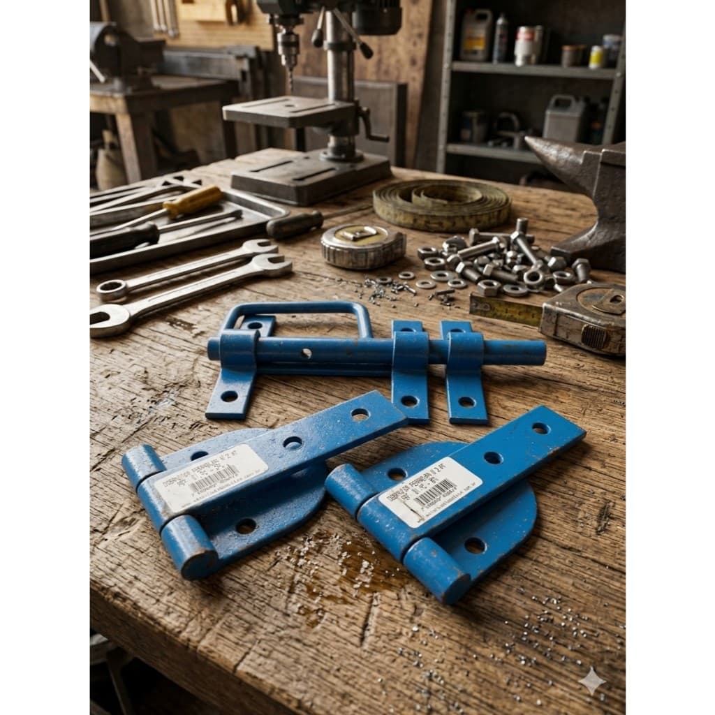 2 Dobradiça Porteira N° 2 - 210mm + 1 Trinco Porteira - Bufalo