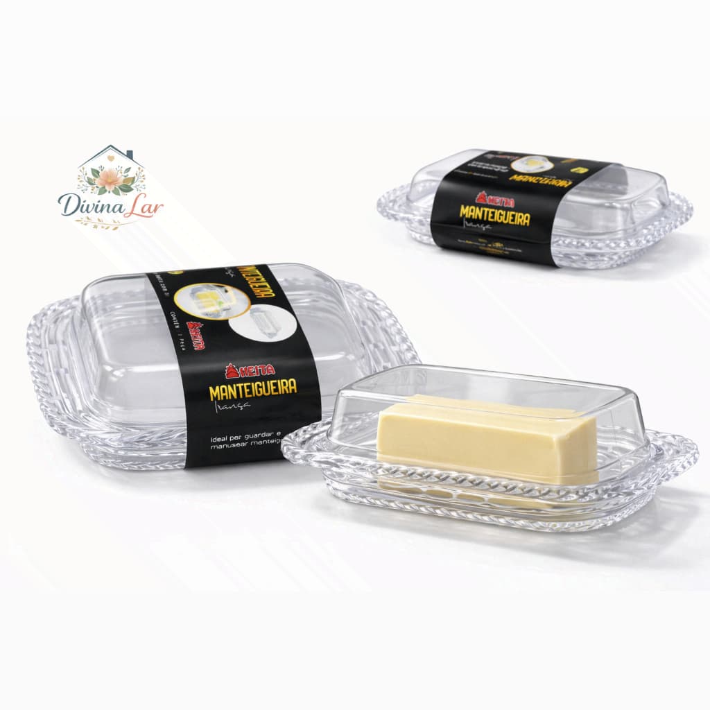 Manteigueira Cristal Premium com Tampa Transparente | Mesa Posta | Geladeira | Presente Cozinha