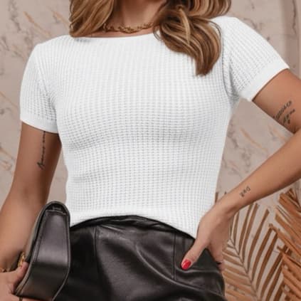 Blusa de Tricot Modal t-shirt feminina moda feminina básica camiseta moda verão candy color