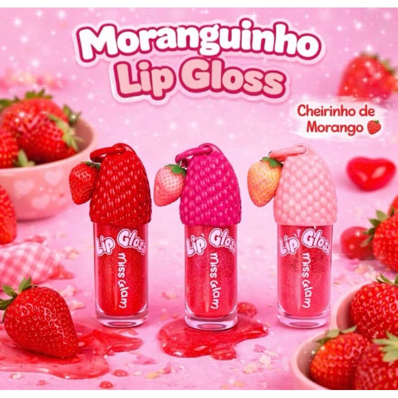 Lip Gloss Moranguinho Chaveiro - Brilho irresistível