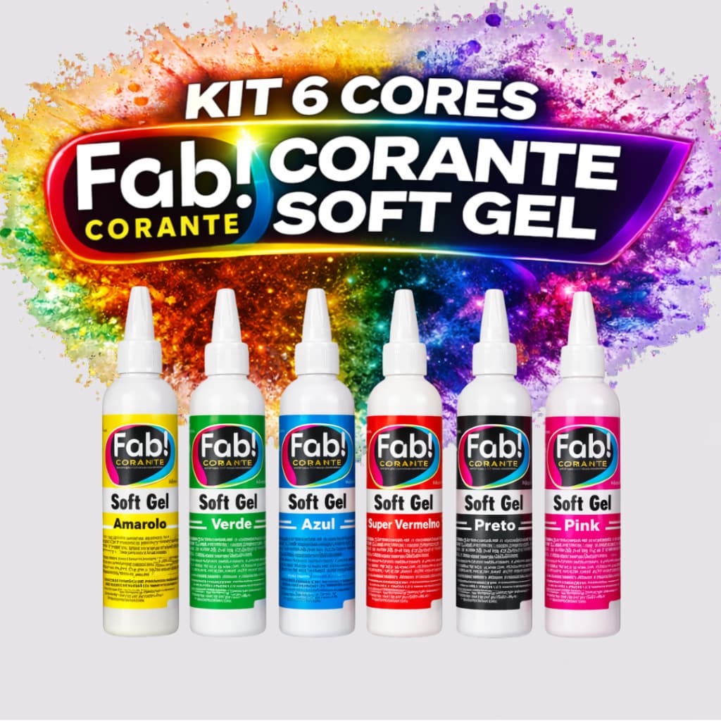 Kit 6 Corantes Soft Gel Fab 25g Comestível Cores Vibrantes Bolo Chantilly