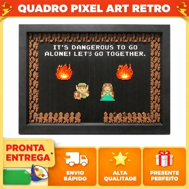 Placa Decorativa Geek Pixel Art Legend Of Zelda - ENVIO IMEDIATO