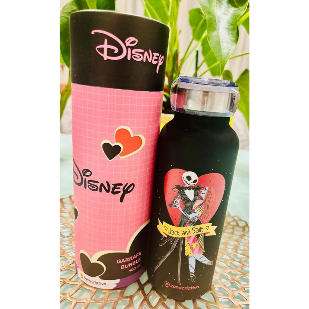Garrafa Térmica Disney 500ml Jack e Sally  Bublle• Inox Original • Presente Criativo 🎁✨