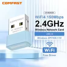 Adaptador USB WiFi Comfast 150Mbps 2.4GHz, Dongle WiFi sem necessidade de driver, USB para LAN