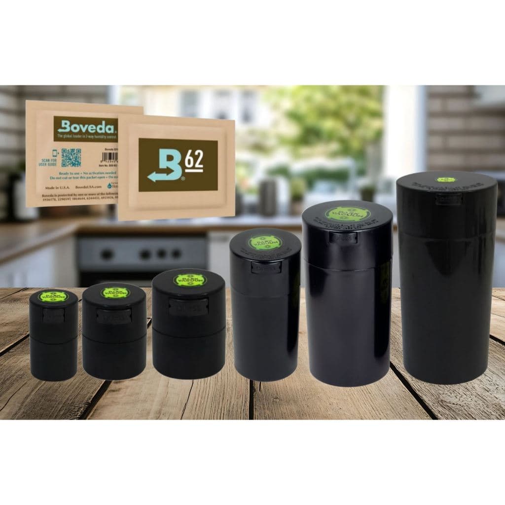 Pote Dark Vacuum a Vácuo com Boveda Silica Gel - Vedação Antiodor, Conserva Aroma, Hermético para conservação