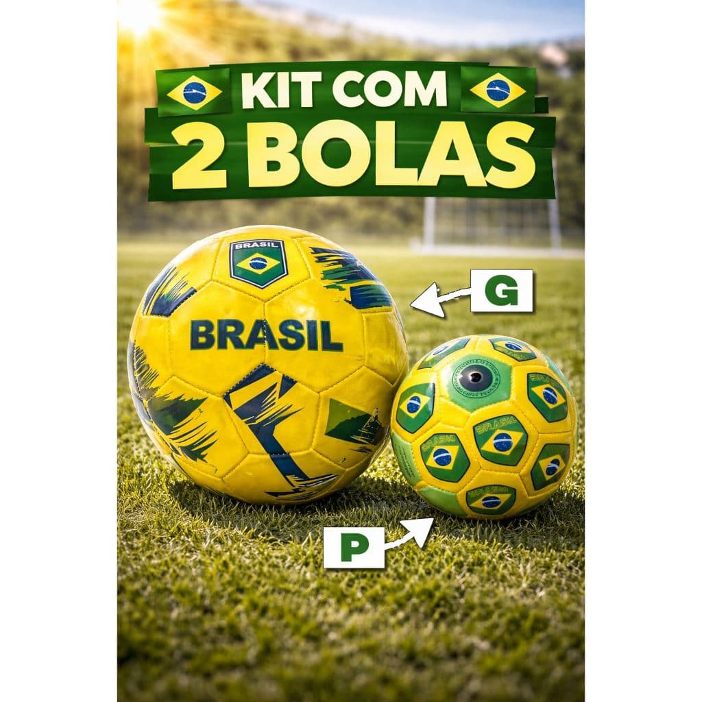 kit 2 Bolas Brasil Futebol Tamanho G e P 🇧🇷 Kit Infantil e Adulto Alta Qualidade Promoção
