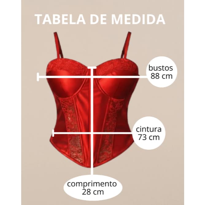 CROPPED CORSET COM RENDA ACETINADA, COM REGULADOR E BARBATANAS