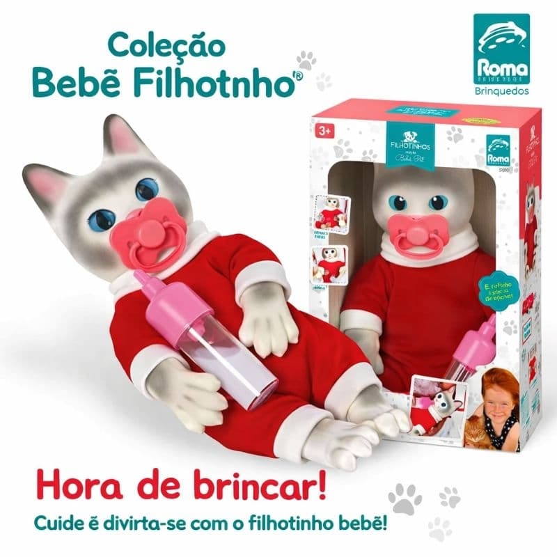 Bebê Reborn Pet Gato Coleção Filhotinhos c/acessórios -Roma