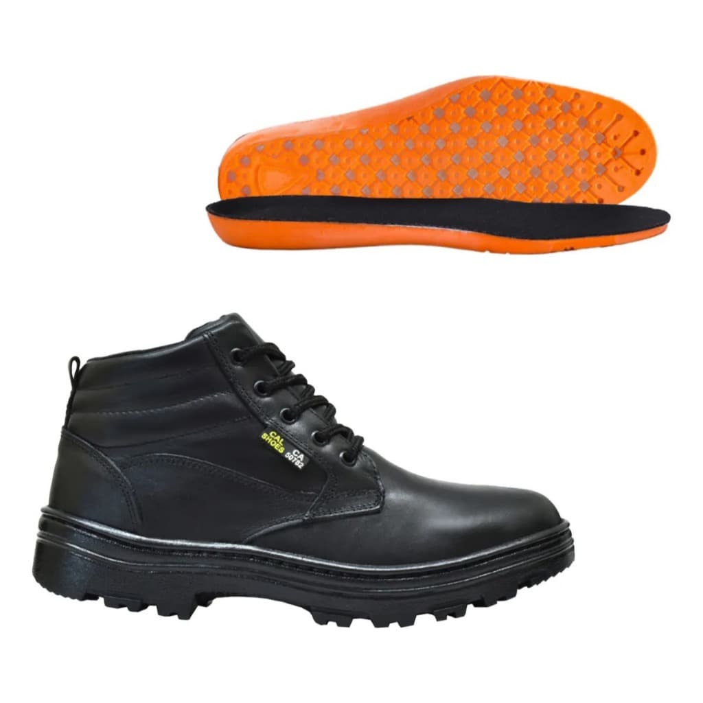 Bota Segurança Botina De Couro Ca + Palmilha Gel Confortável Callshoes