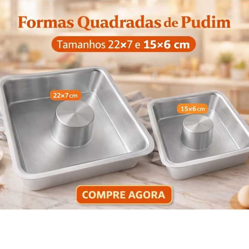 Forma Quadrada Torta Suíça Alumínio 22x7 Pudim Forma Pudim 15X6