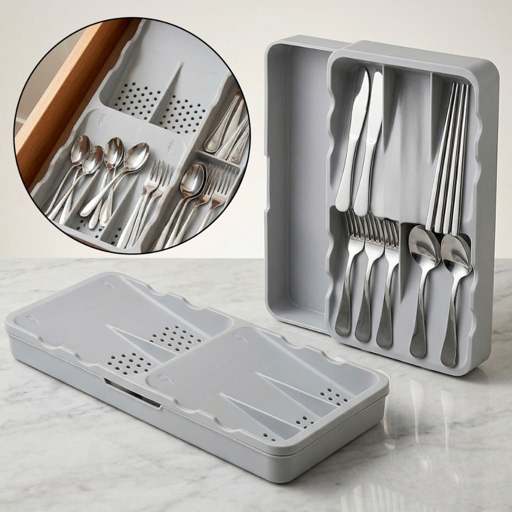 Organizador De Gaveta Extensível Divisor Porta Talheres Utensílios Cozinha Suporte Escorredor