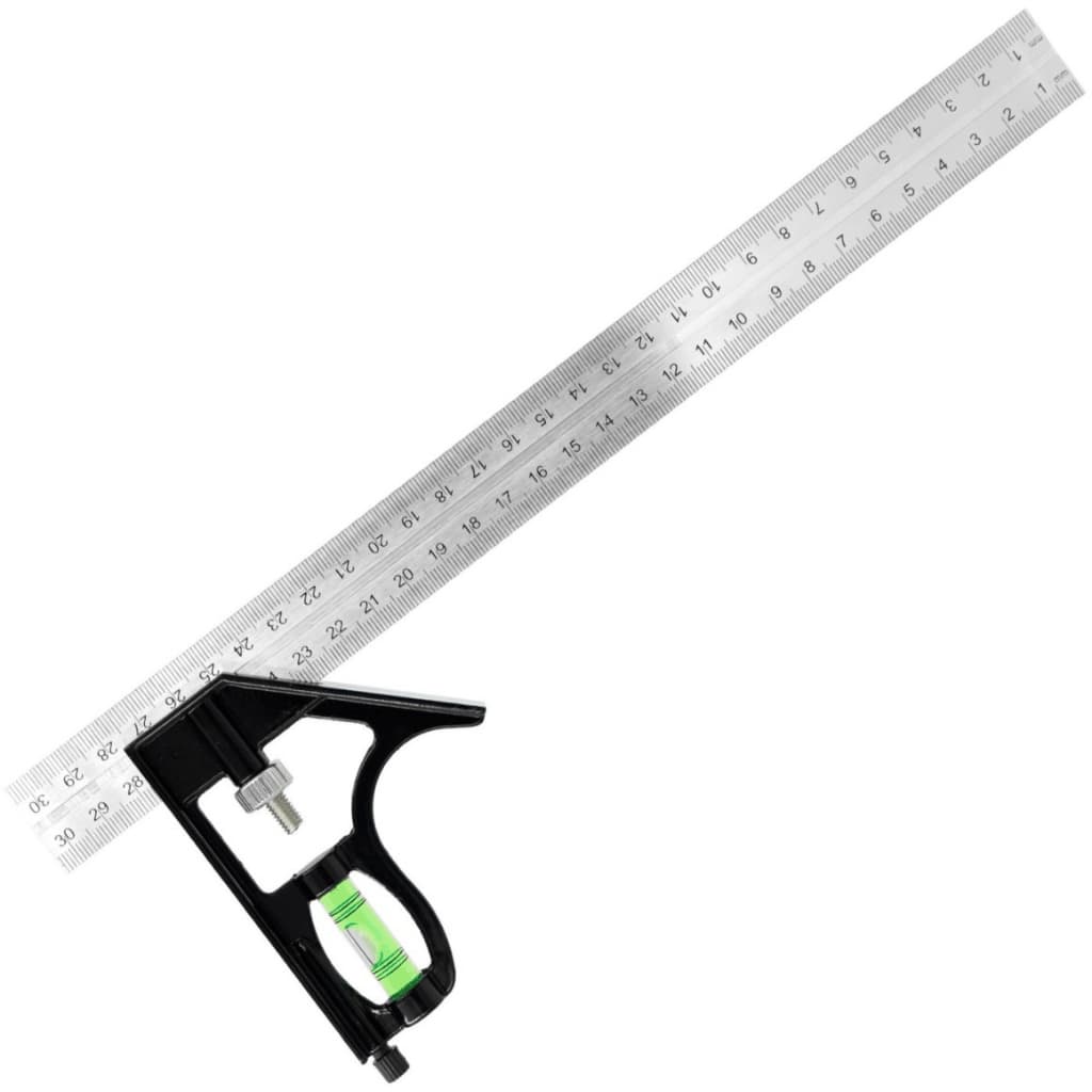 Esquadro Combinado De 30cm Com Regua Inox, Nivel E Riscador
