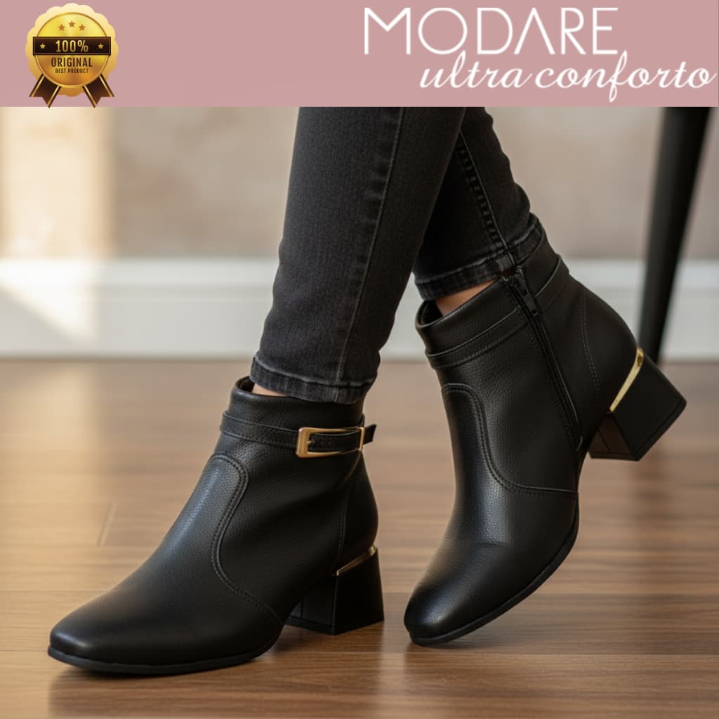 Bota Feminina Modare Cano Curto Salto Baixo Bloco Ultraconforto Original 7082207