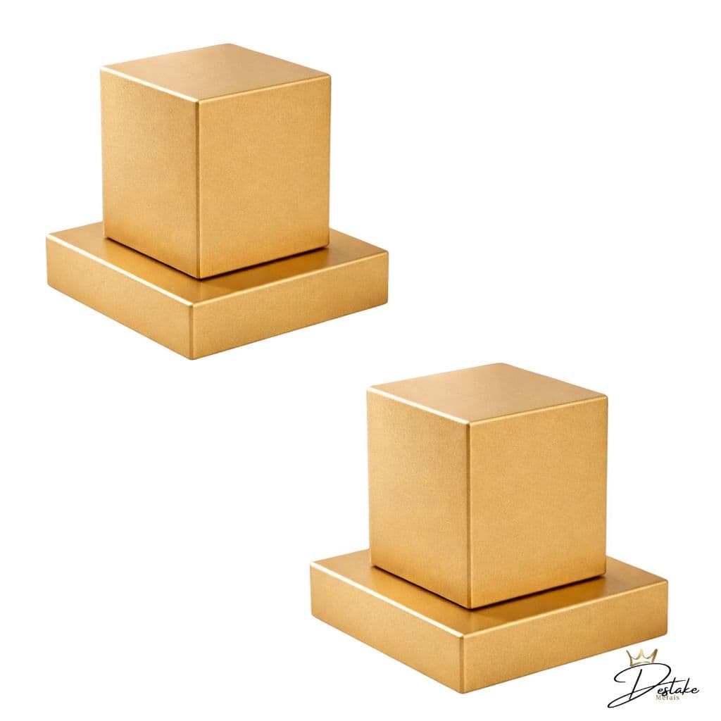 Kit 2 Acabamentos Quadrado De Metal P/ Registro Pressão Gaveta Deca Acabamento Dourado