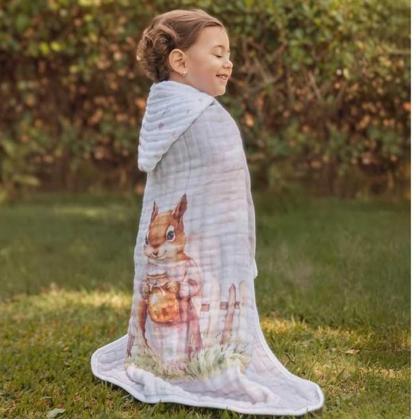 Toalha de Banho Bebe Grande Muito Macia com Capuz Roupão Infantil Recém Nascido 3 Camadas Fralda Soft