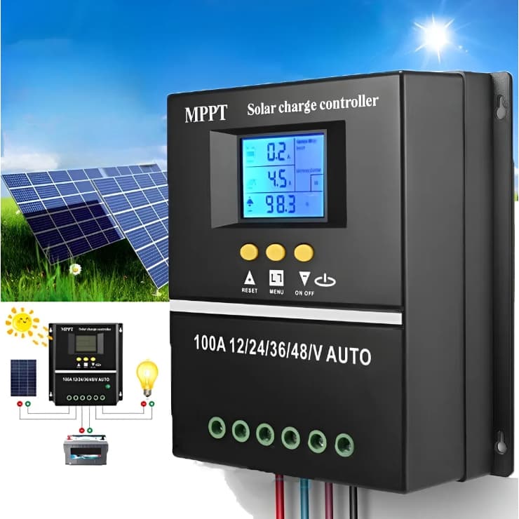 Controlador Carga Solar 100a Para Mppt 12v 24v 36v Display