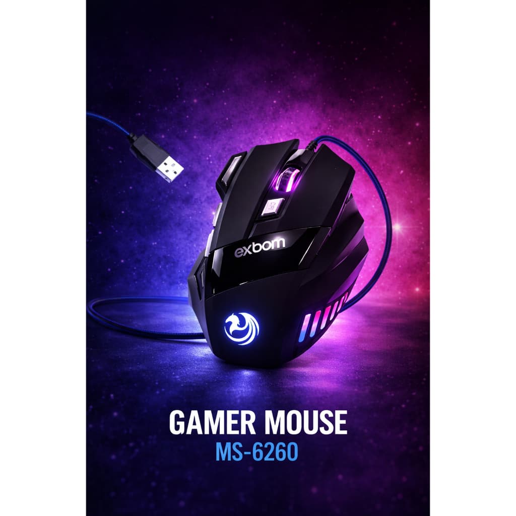 MOUSE GAMER RGB 3200 DPI MS-G260 PERFORMANCE, ESTILO RGB E PRECISÃO PARA SUA JOGATINA!