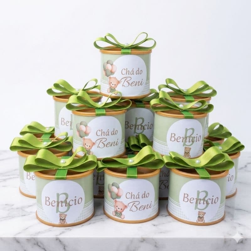 Tubolatas 5x6 Personalizadas para Lembrancinha de chá de fraldas - Maternidade, Chá de bebê, Tubolatas, ursinho baloeiro