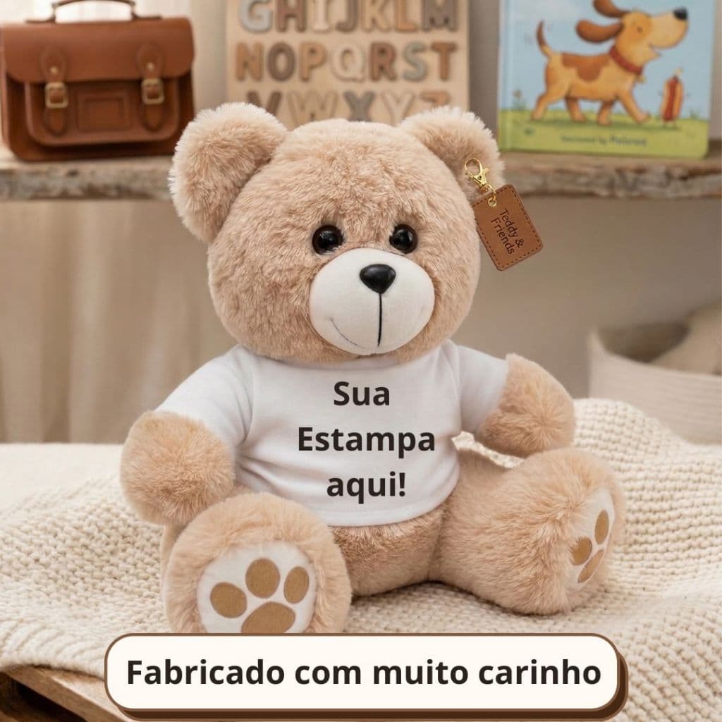 Urso de Pelúcia Personalizado com foto e frase estampado