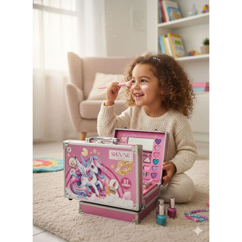 Kit Maleta De Maquiagem Unicórnio Infantil Completa 37 Itens