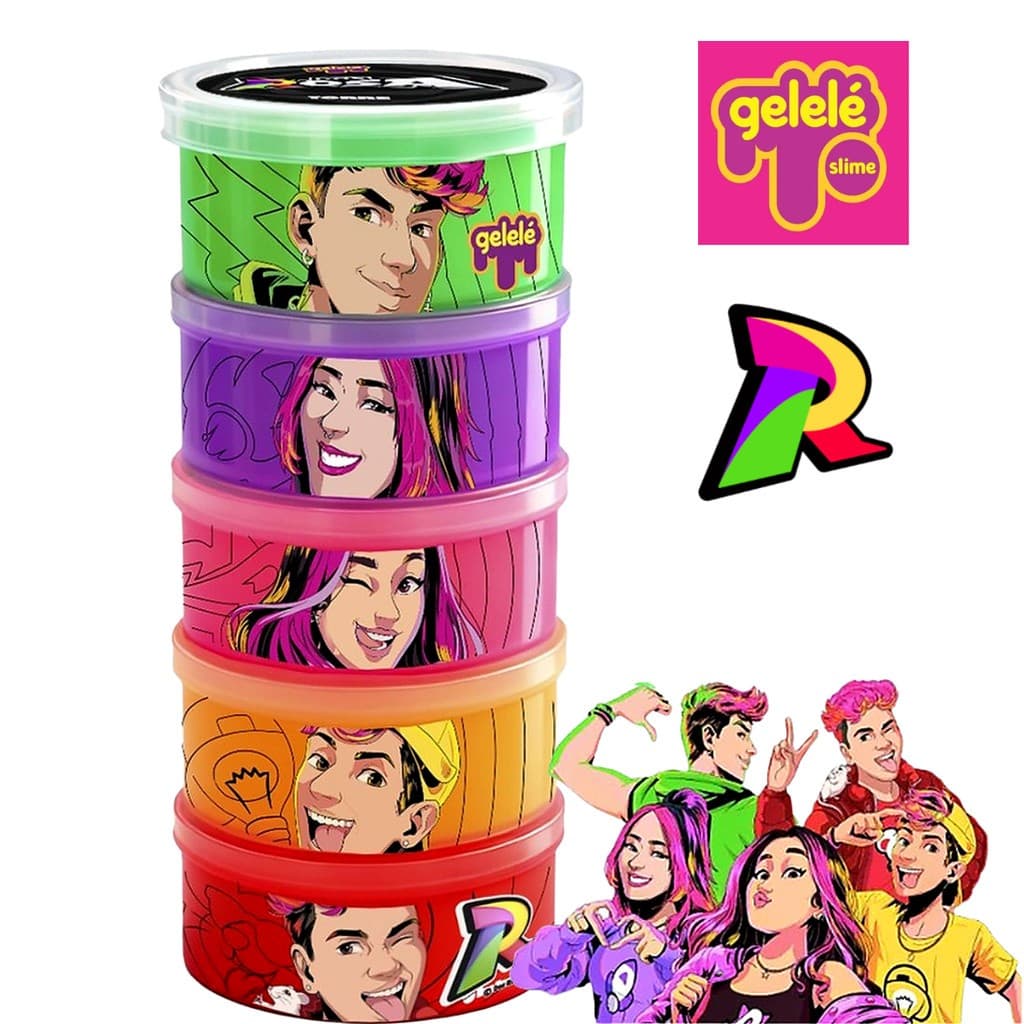 Kit Slime Torre 5 Potinhos Gelelé Dos Rosa Youtubers 330g Original Gelele
