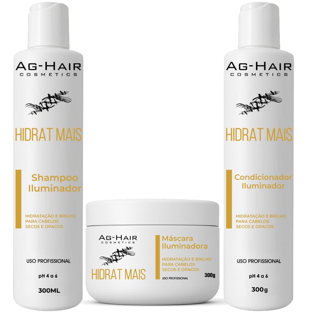 Kit Shampoo + Condicionador + Máscara Iluminadora - Restaura Fios Danificados Por Progressiva, Coloração ou Descoloração