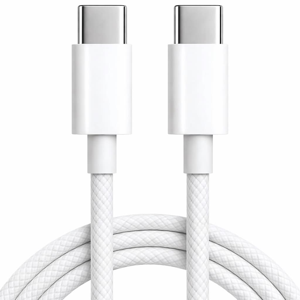 Cabo USB-C para USB-C 1.5m Turbo Carregamento Rápido Nylon Reforçado iPhone 15 16 17 Samsung S24 S23