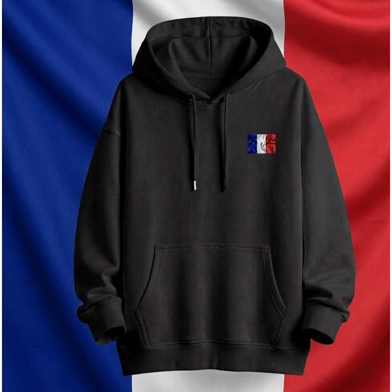 Blusa de frio casaco moleton edição copa do mundo , França infantil-adulto , flanelado quentinho com bolso e capuz cangu