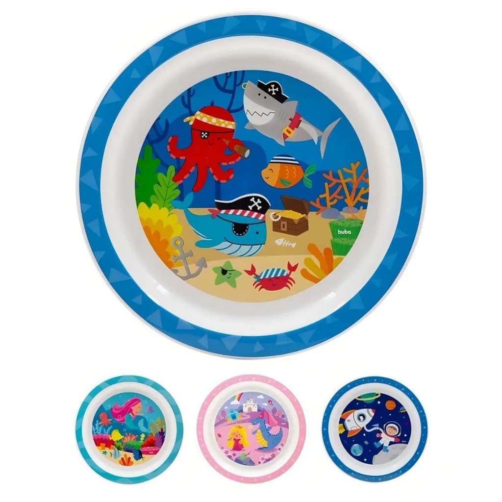 Pratinho Animal Fun Infantil Alimentação Colorido Introdução Alimentar Buba