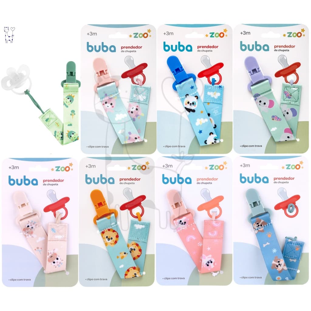 Prendedor de Chupeta Buba Zoo Clip Porta Chupeta Bebê Cordinha Infantil Prende Bico Corrente Chupeta Universal BPA Free