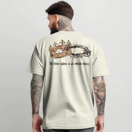 Camiseta Camisa Cruz de Espinhos Cristã Masculina Jesus Cristo Algodão Streetwear Blusa Tshirts
