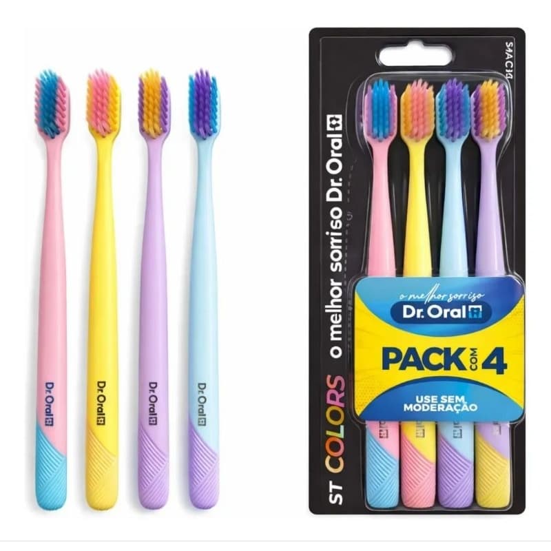 Escovas De Dentes Super Macias 4 Unidades Coloridas Dr Oral