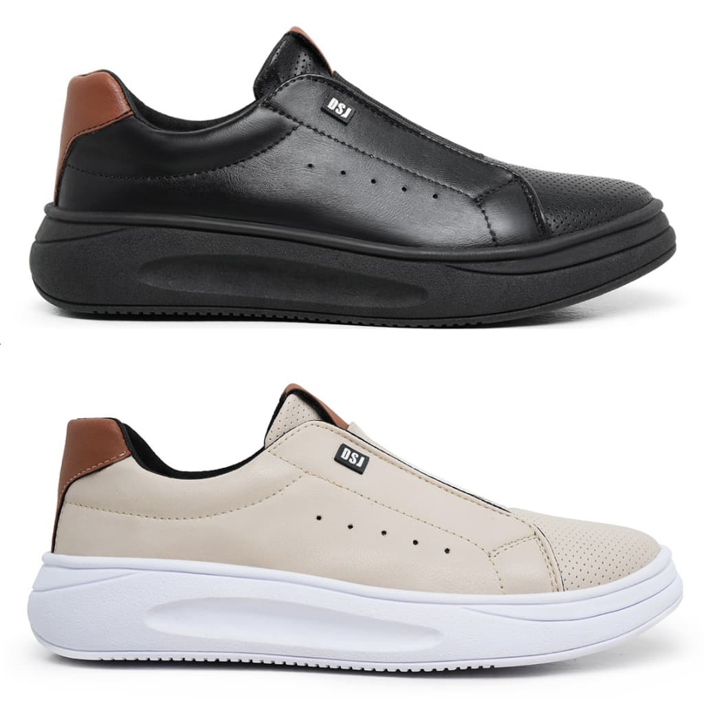 Kit 2 Pares Sapatenis Casual Masculino Tenis Confortável Leve Lançamento
