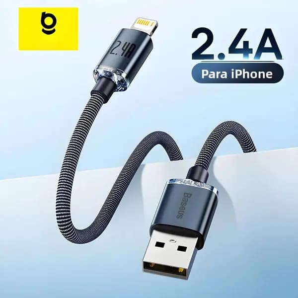Cabo USB-A para Lightning Iphone Apple 2.4A, 1.20m Alta Qualidade - Baseus Crystal Shine Original